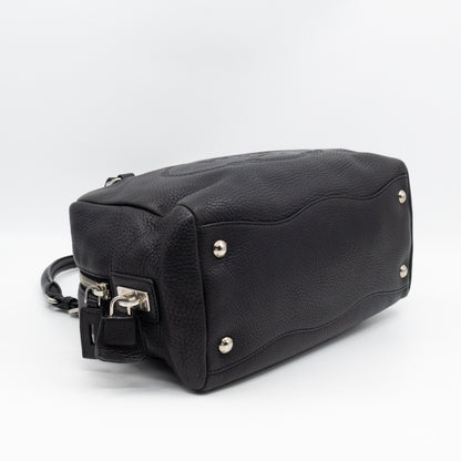 Canapa Bauletto Bag Black Logo Embossed Leather