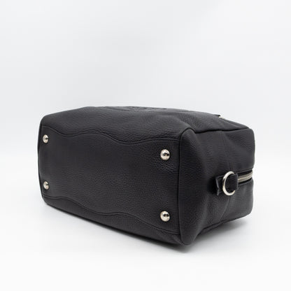 Canapa Bauletto Bag Black Logo Embossed Leather
