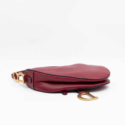 Saddle Bag Dior Red Leather with Embellished Shoulder Strap