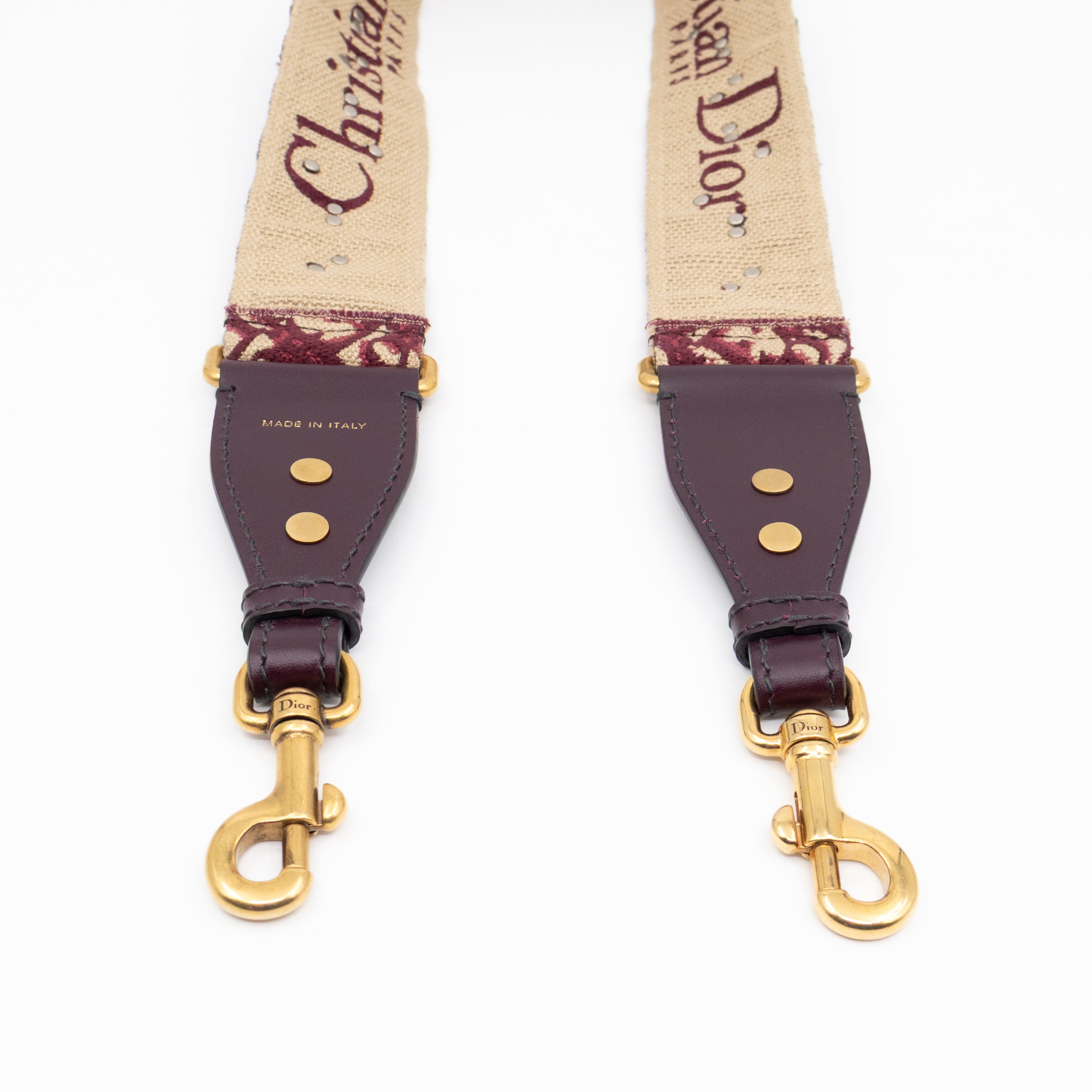 Saddle Bag Dior Red Leather with Embellished Shoulder Strap