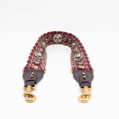 Saddle Bag Dior Red Leather with Embellished Shoulder Strap