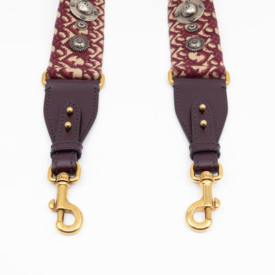 Saddle Bag Dior Red Leather with Embellished Shoulder Strap