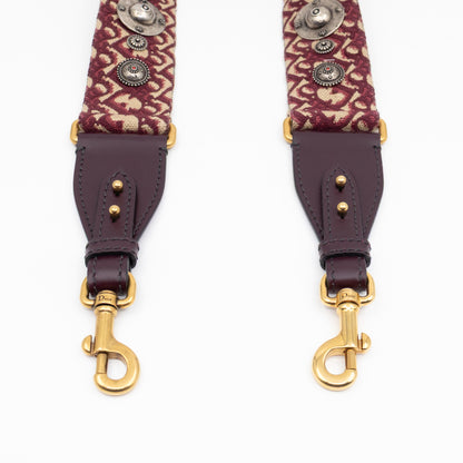 Saddle Bag Dior Red Leather with Embellished Shoulder Strap