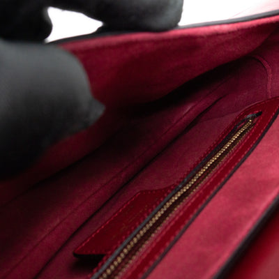 Saddle Bag Dior Red Leather with Embellished Shoulder Strap