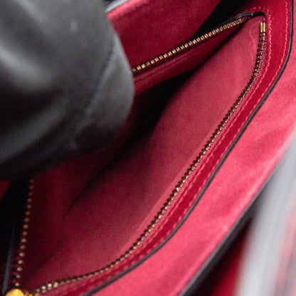Saddle Bag Dior Red Leather with Embellished Shoulder Strap