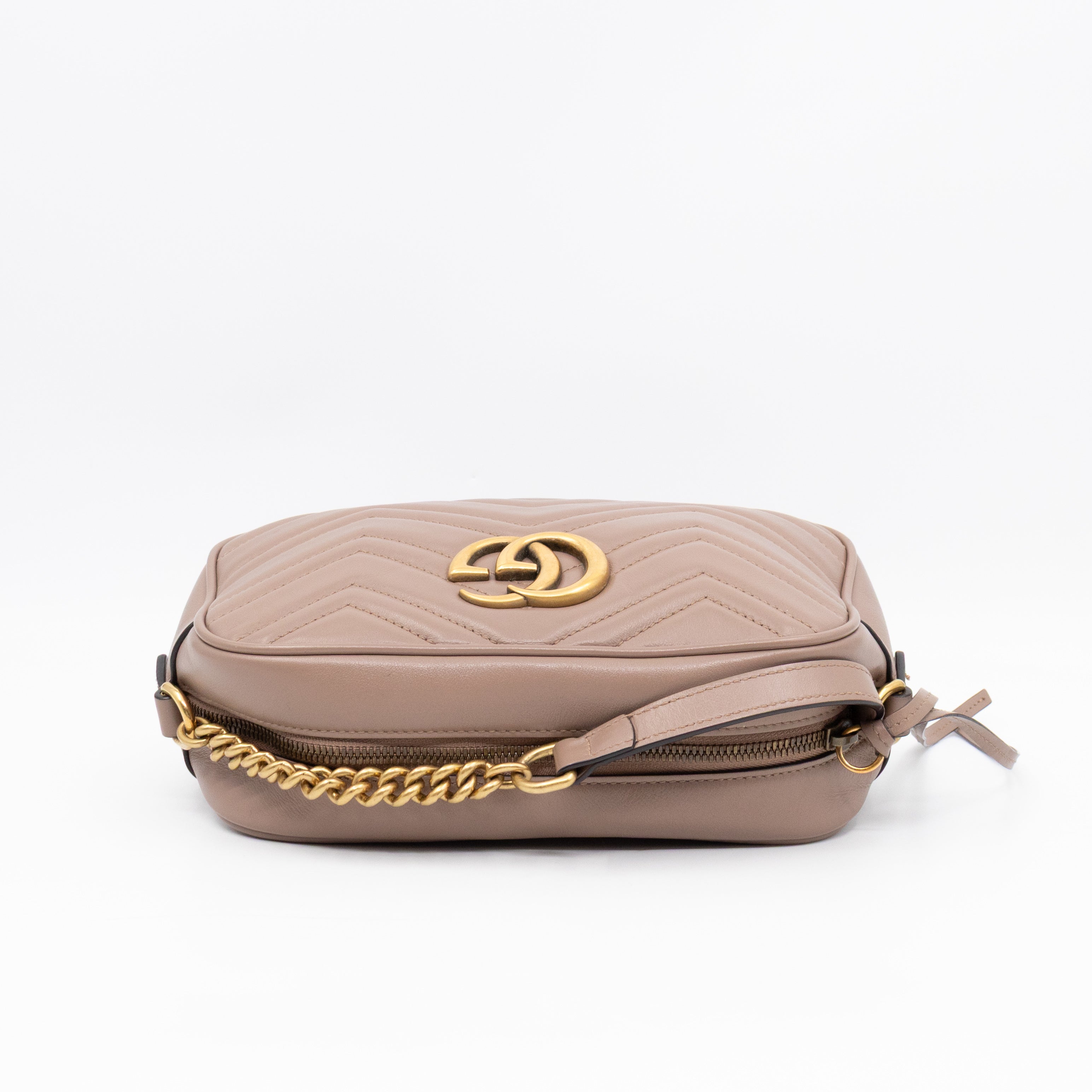 GG Marmont Small Camera Bag Beige Leather