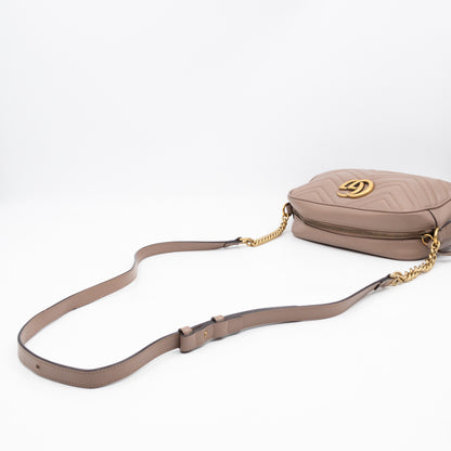 GG Marmont Small Camera Bag Beige Leather
