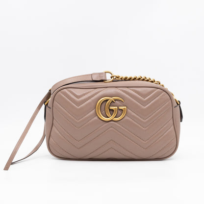 GG Marmont Small Camera Bag Beige Leather