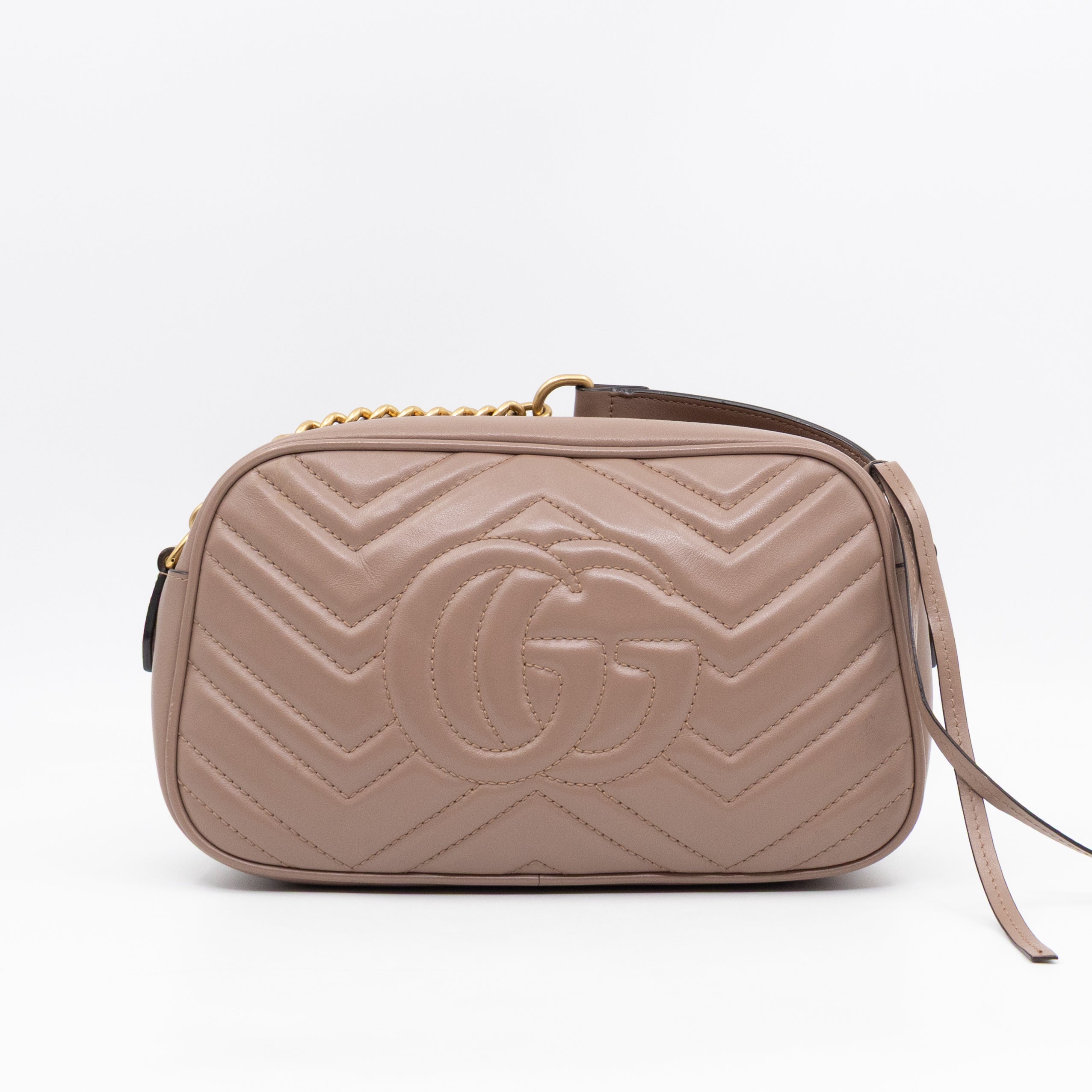 GG Marmont Small Camera Bag Beige Leather