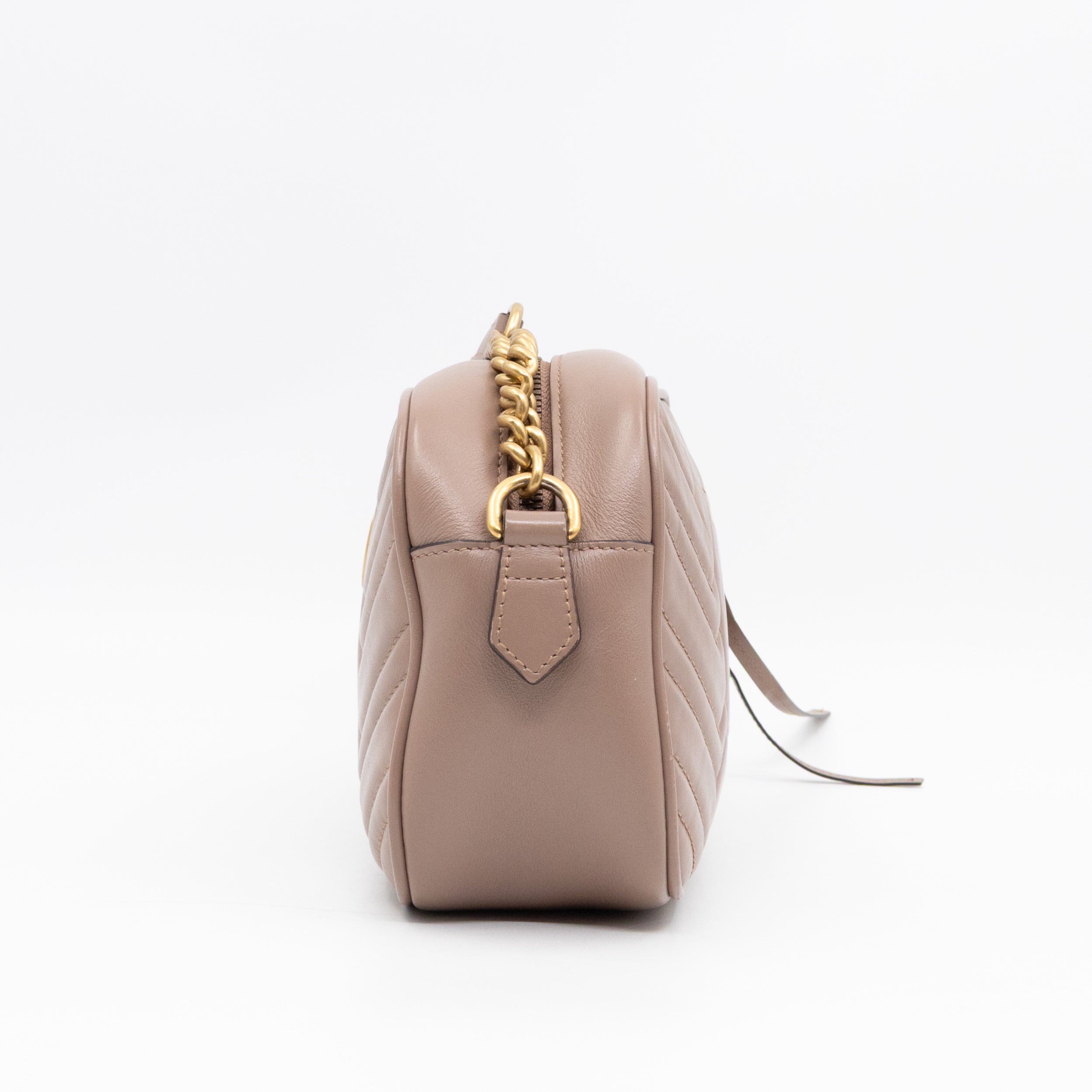 GG Marmont Small Camera Bag Beige Leather