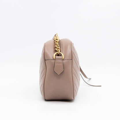 GG Marmont Small Camera Bag Beige Leather