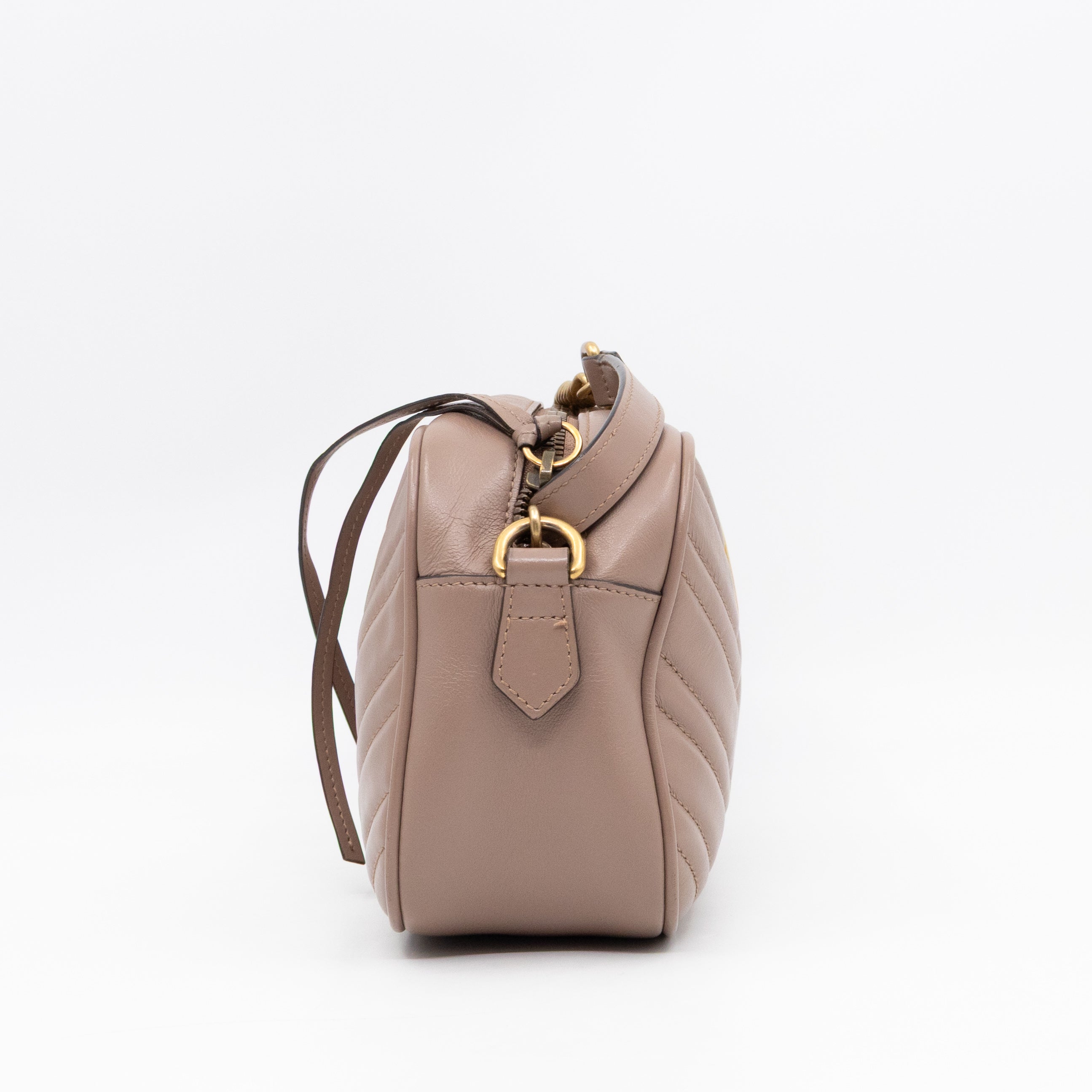 GG Marmont Small Camera Bag Beige Leather