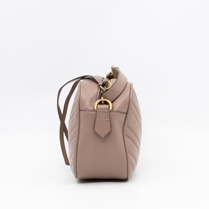 GG Marmont Small Camera Bag Beige Leather