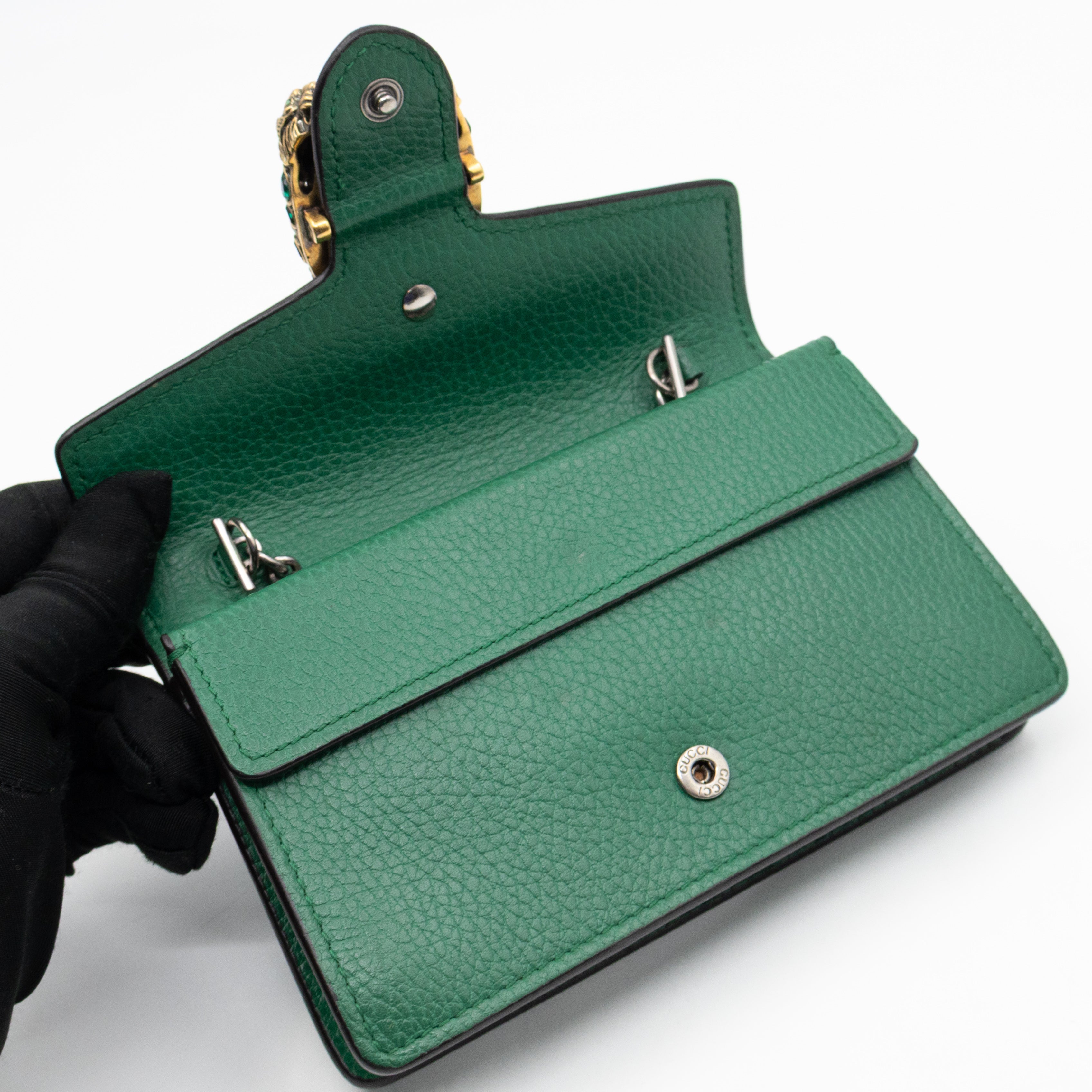 Dionysus Super Mini Green Leather