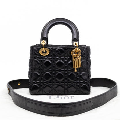 Lady Dior Small My ABCDior Black Cannage Crinkled Patent Leather