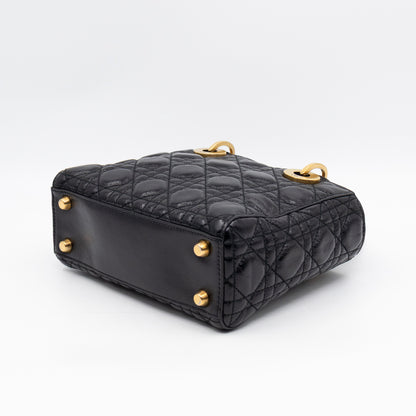 Lady Dior Small My ABCDior Black Cannage Crinkled Patent Leather