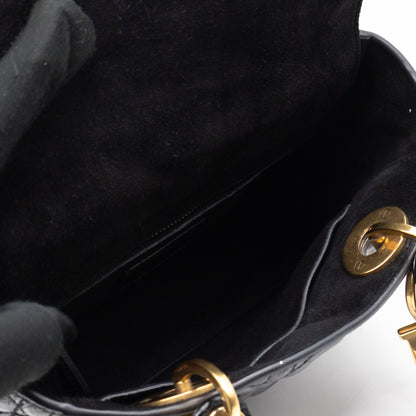 Lady Dior Small My ABCDior Black Cannage Crinkled Patent Leather