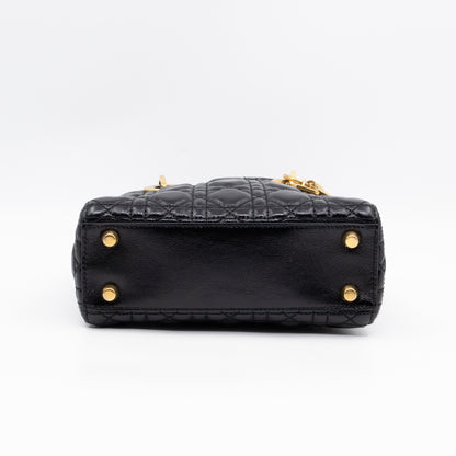 Lady Dior Small My ABCDior Black Cannage Crinkled Patent Leather