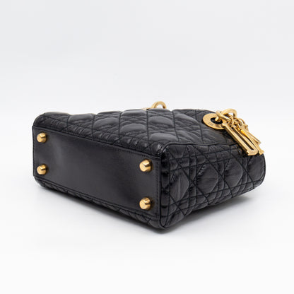 Lady Dior Small My ABCDior Black Cannage Crinkled Patent Leather