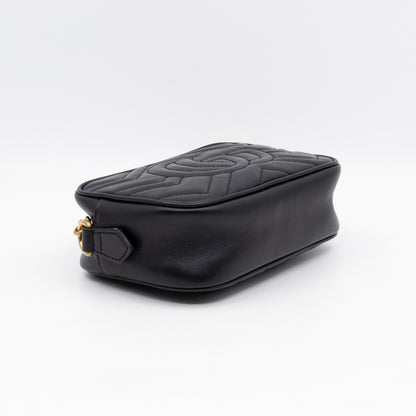 GG Marmont Matelassé Mini Camera Bag Black Leather