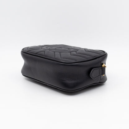 GG Marmont Matelassé Mini Camera Bag Black Leather
