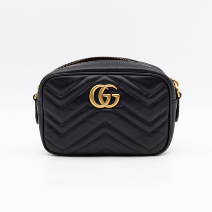 GG Marmont Matelassé Mini Camera Bag Black Leather