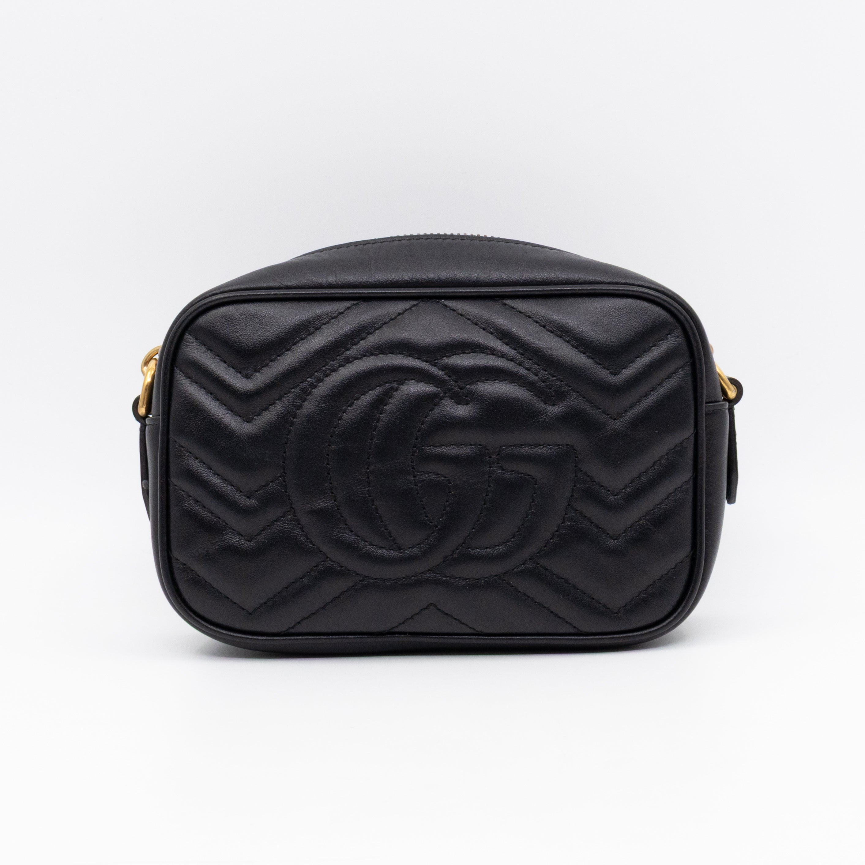 GG Marmont Matelassé Mini Camera Bag Black Leather