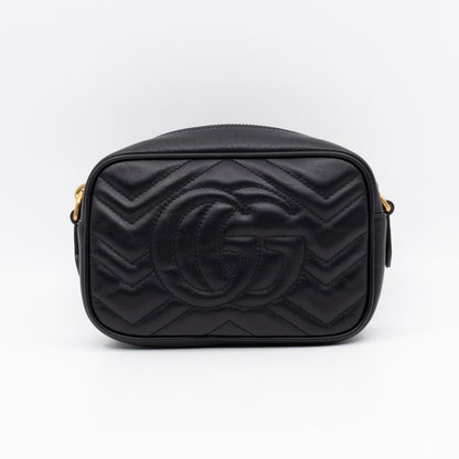 GG Marmont Matelassé Mini Camera Bag Black Leather