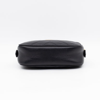 GG Marmont Matelassé Mini Camera Bag Black Leather