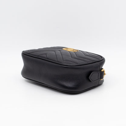 GG Marmont Matelassé Mini Camera Bag Black Leather