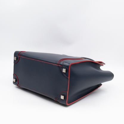 Micro Luggage Navy Blue Leather