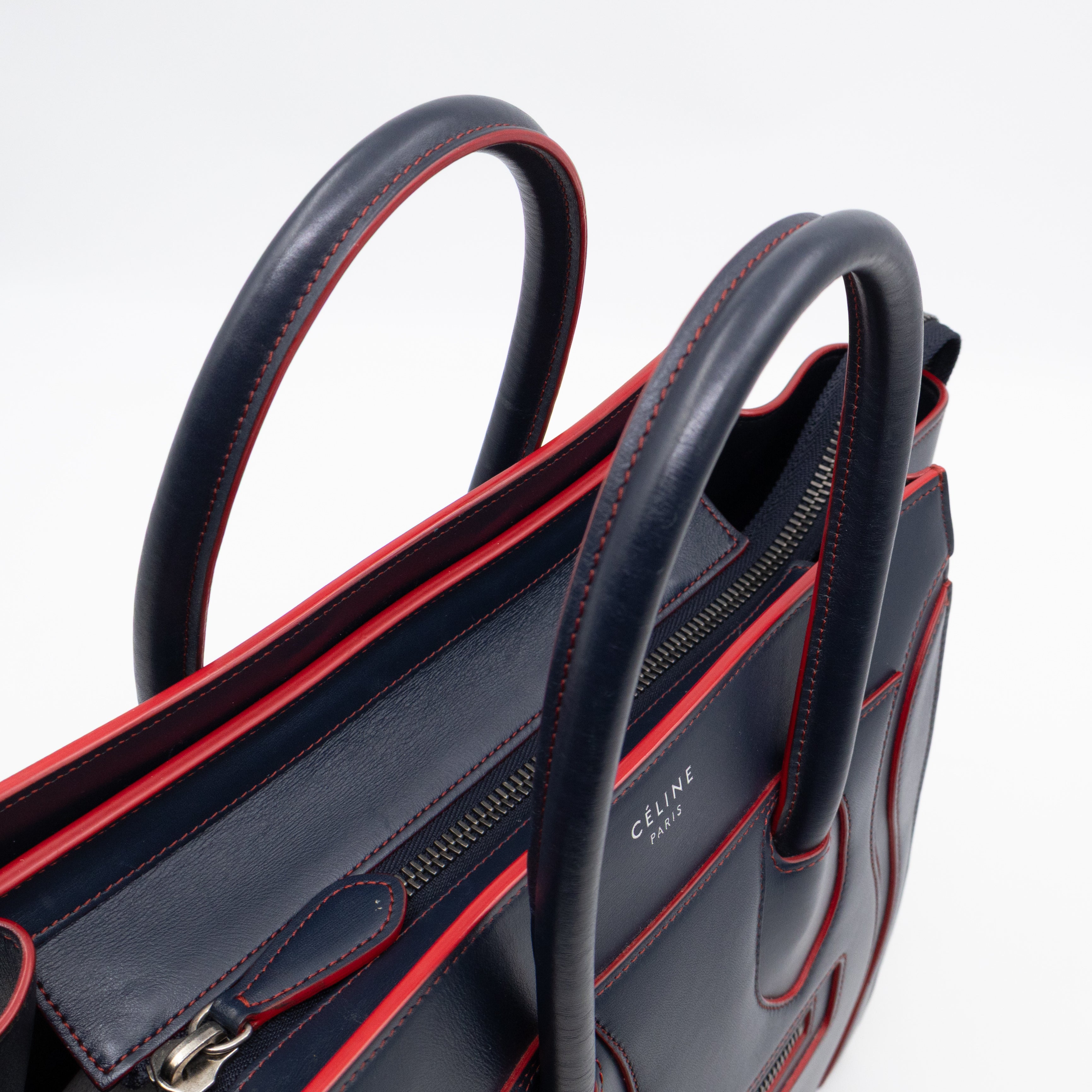 Micro Luggage Navy Blue Leather
