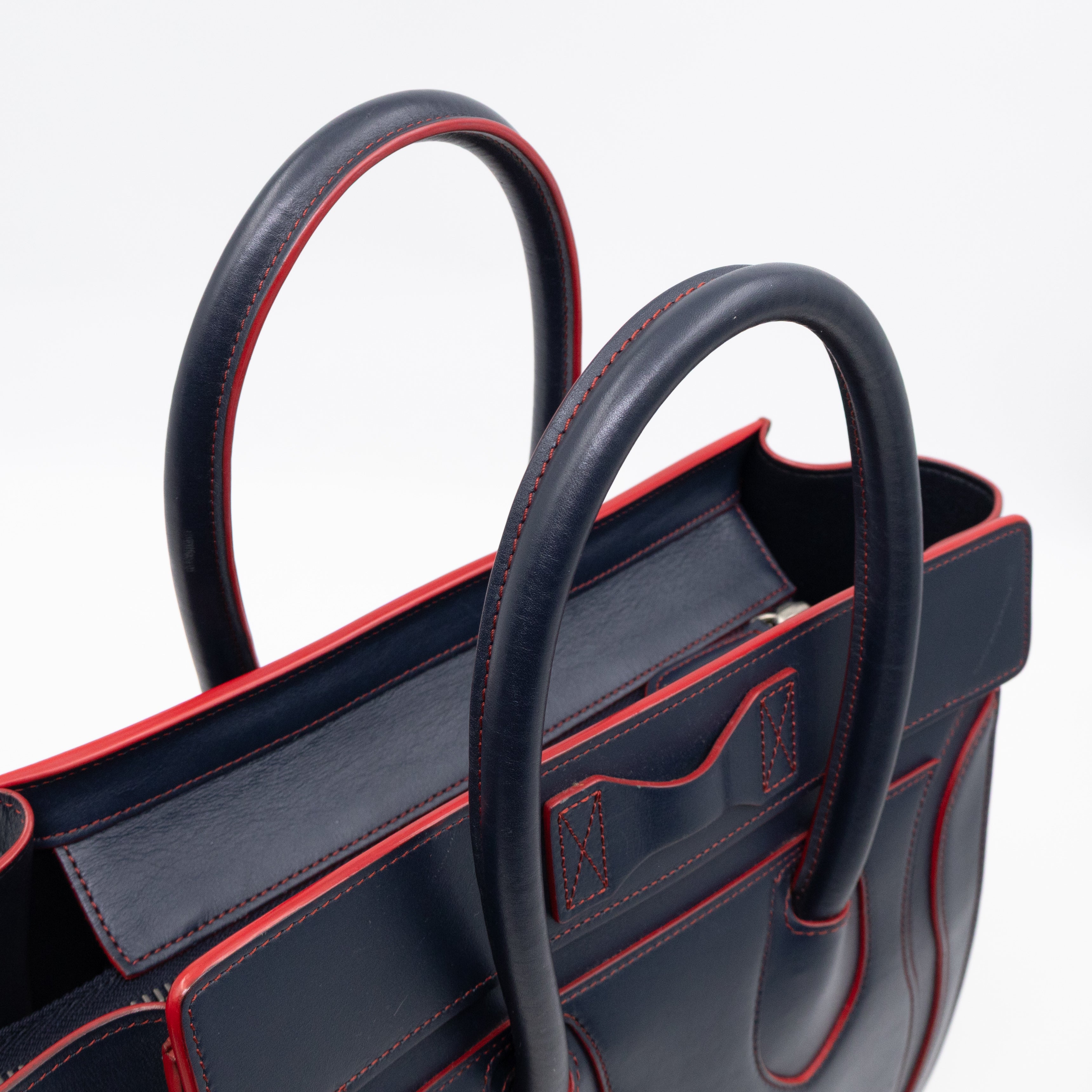 Micro Luggage Navy Blue Leather