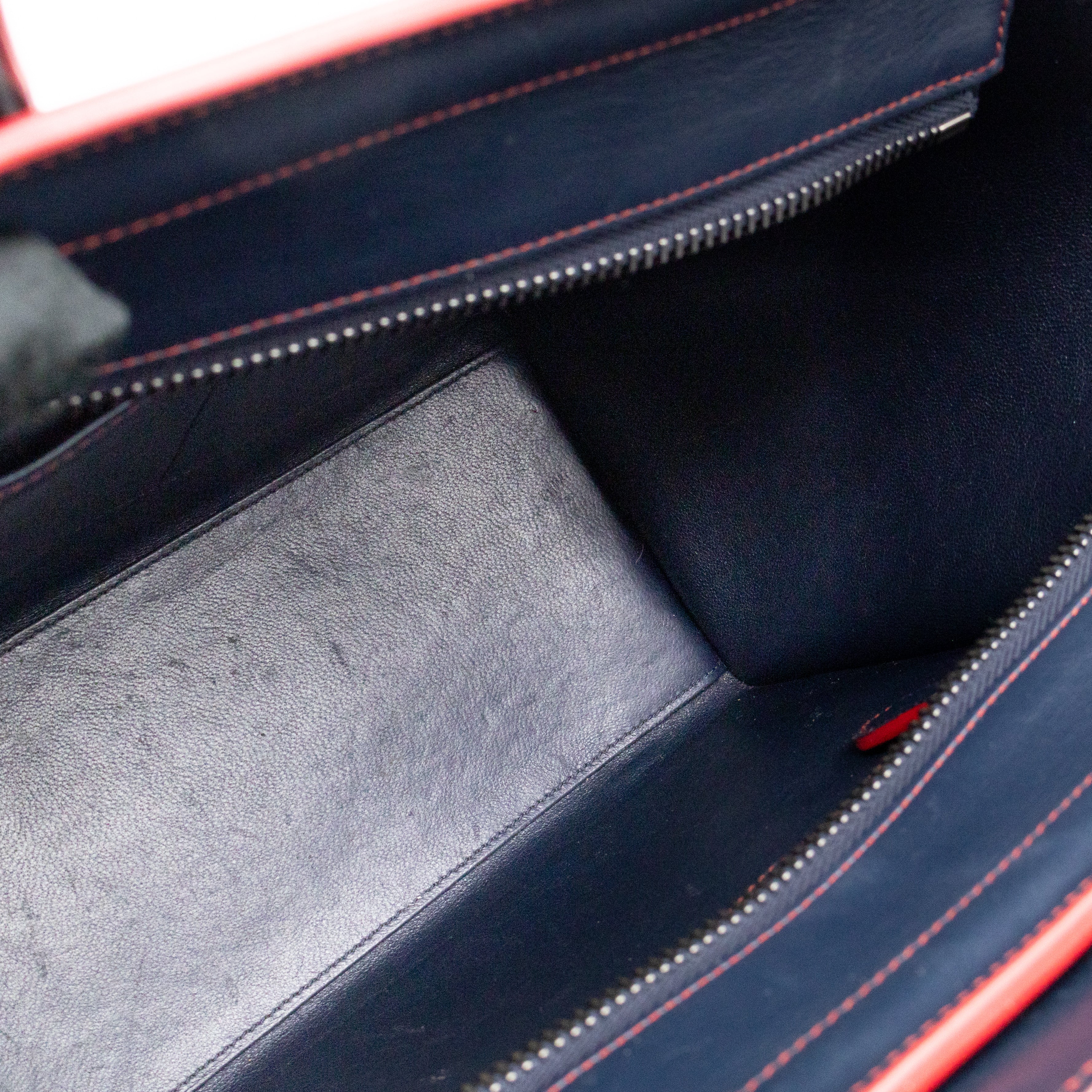 Micro Luggage Navy Blue Leather