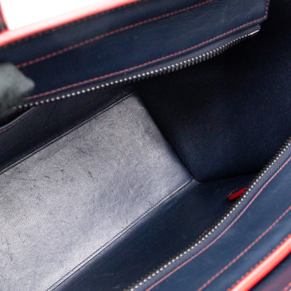 Micro Luggage Navy Blue Leather