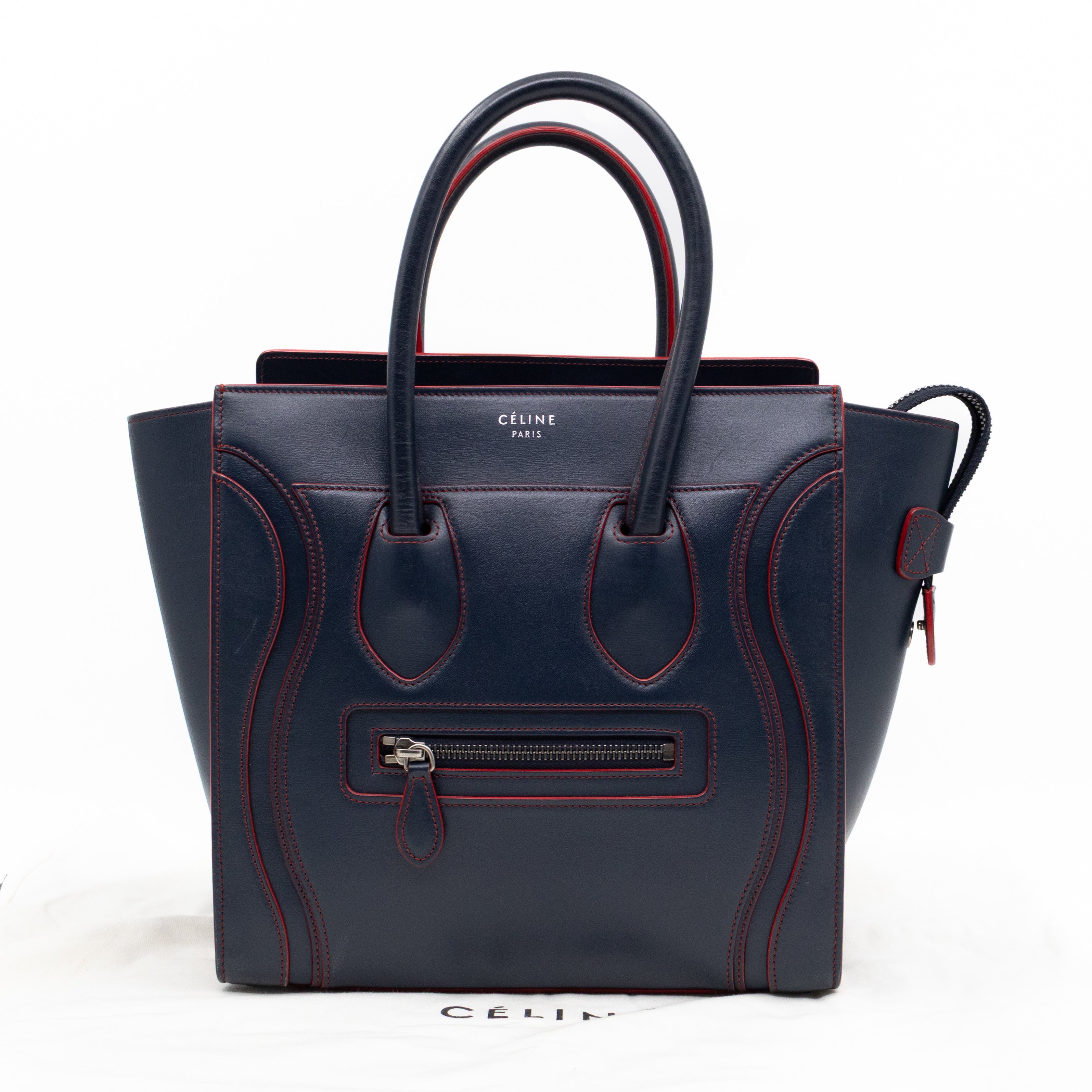 Micro Luggage Navy Blue Leather