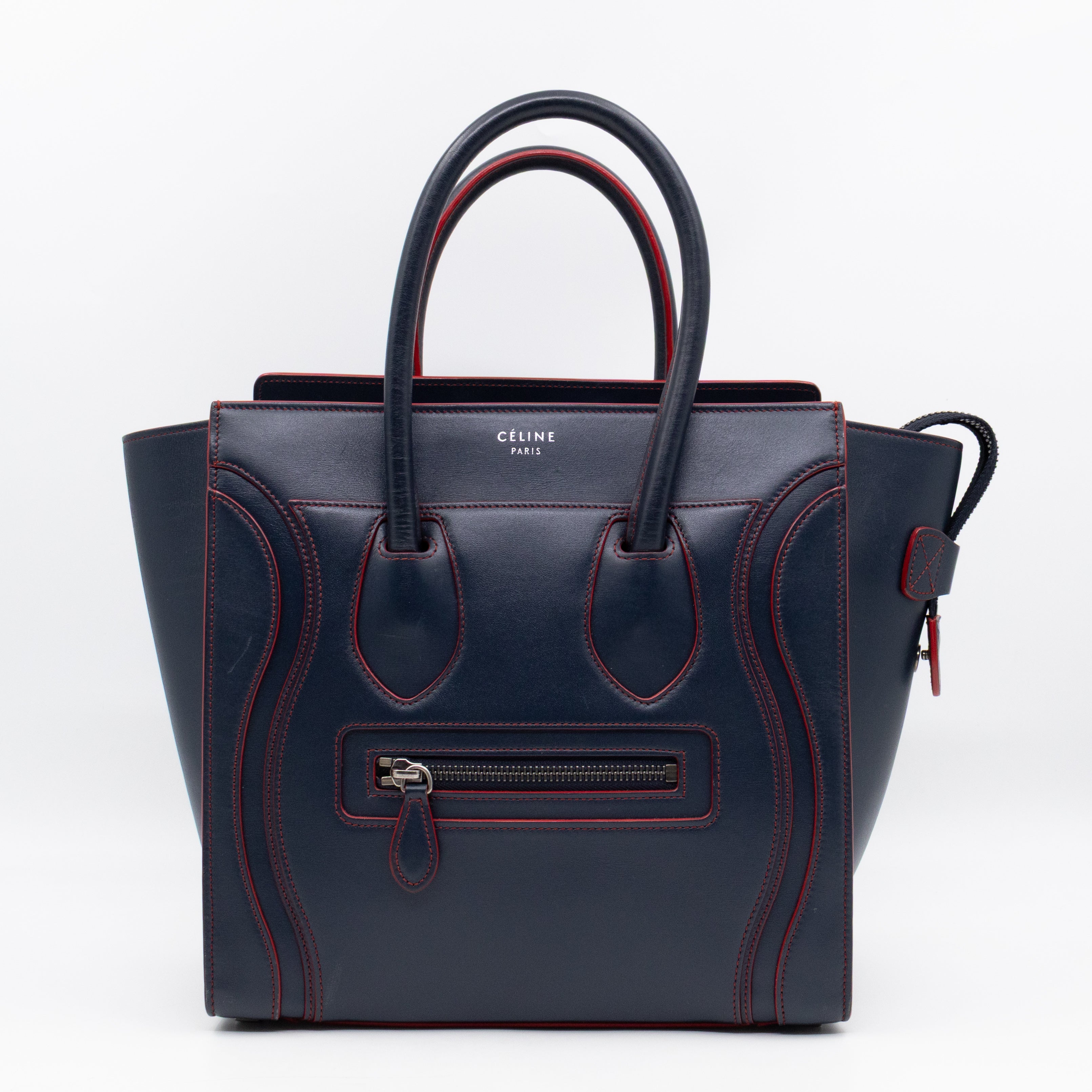 Micro Luggage Navy Blue Leather