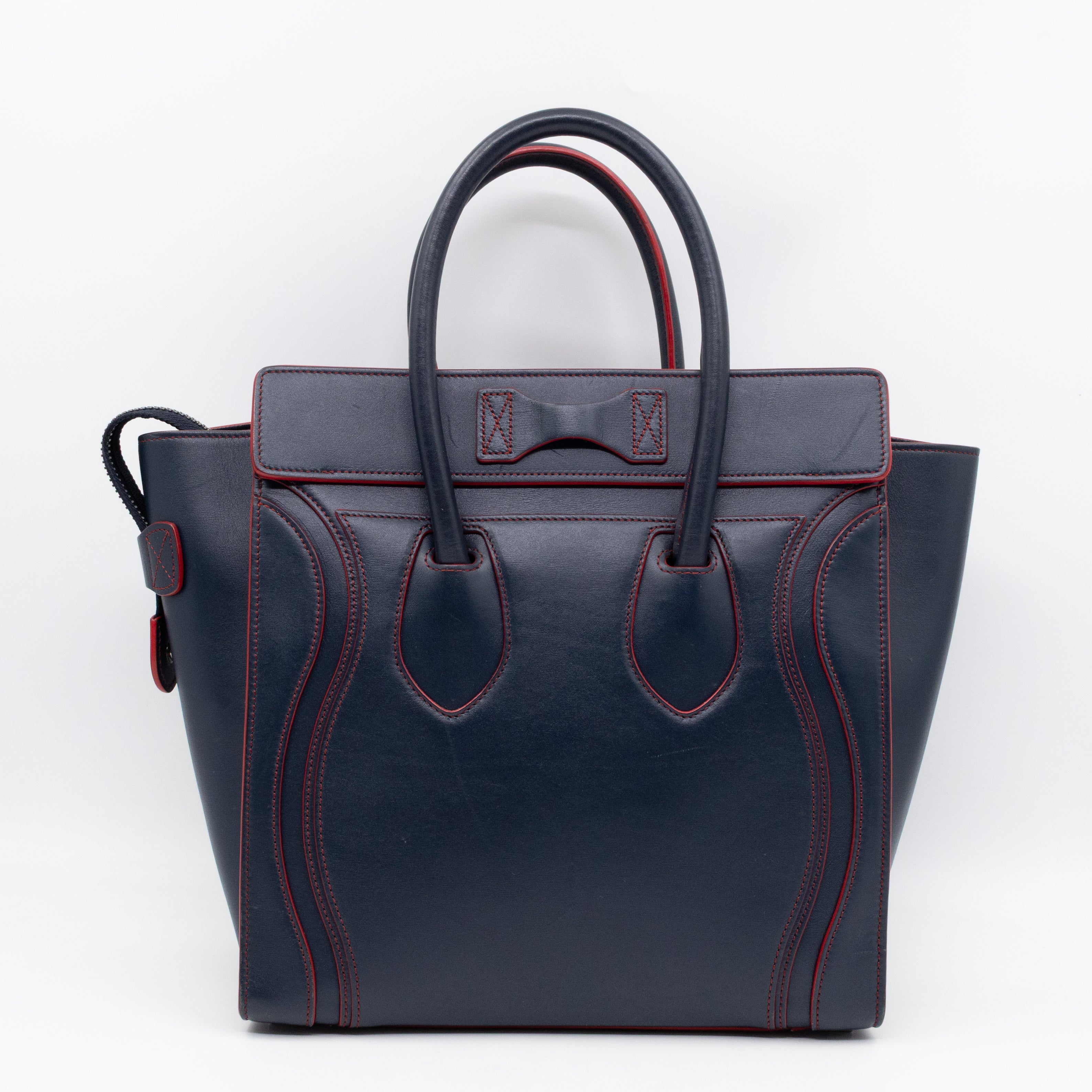 Micro Luggage Navy Blue Leather