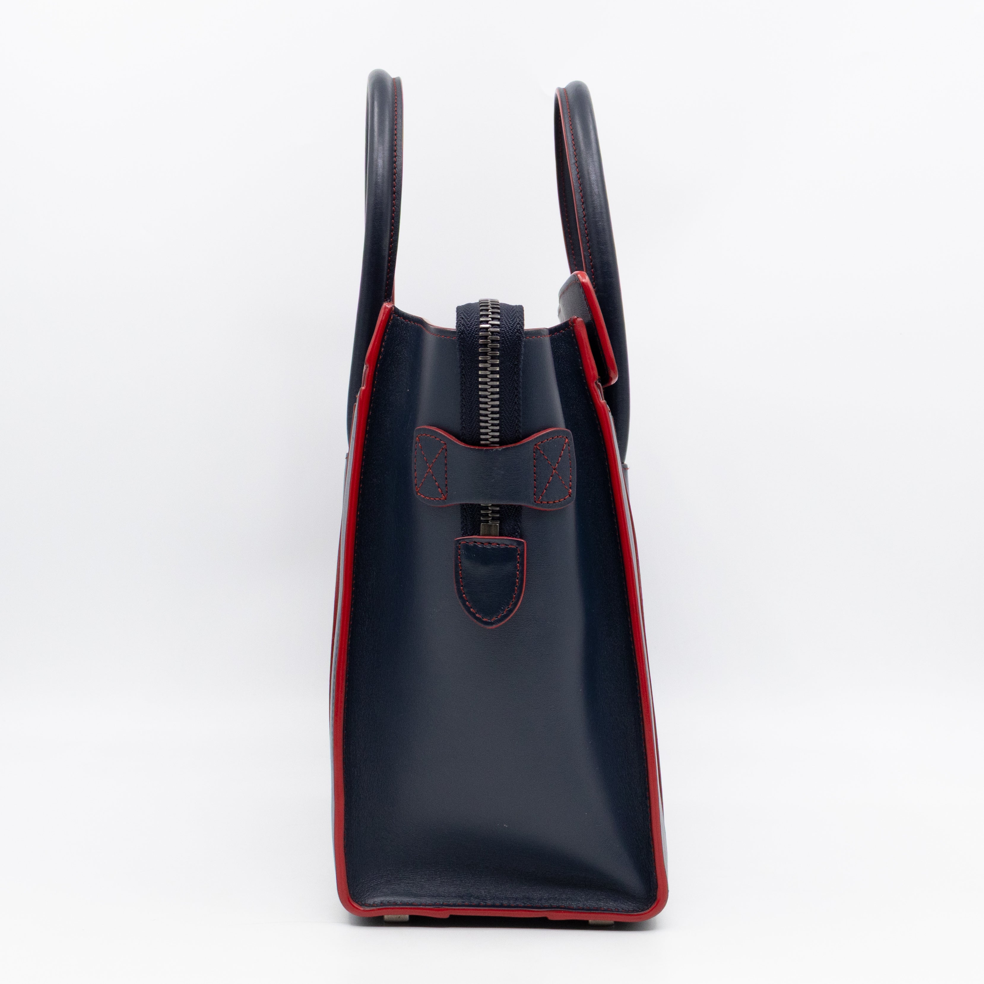 Micro Luggage Navy Blue Leather