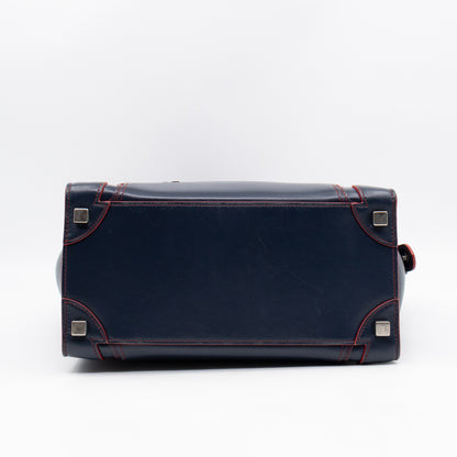 Micro Luggage Navy Blue Leather