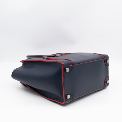 Micro Luggage Navy Blue Leather