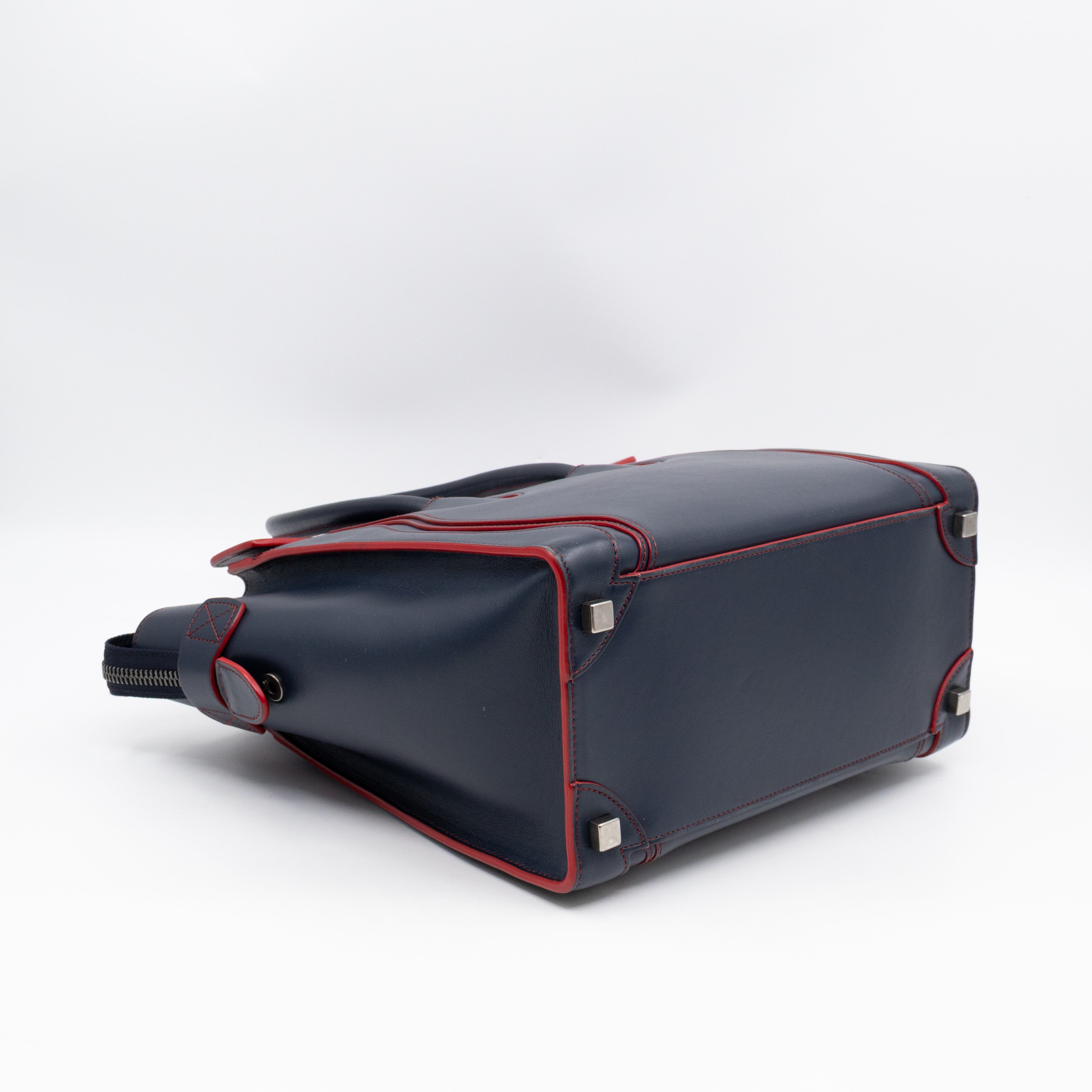Micro Luggage Navy Blue Leather
