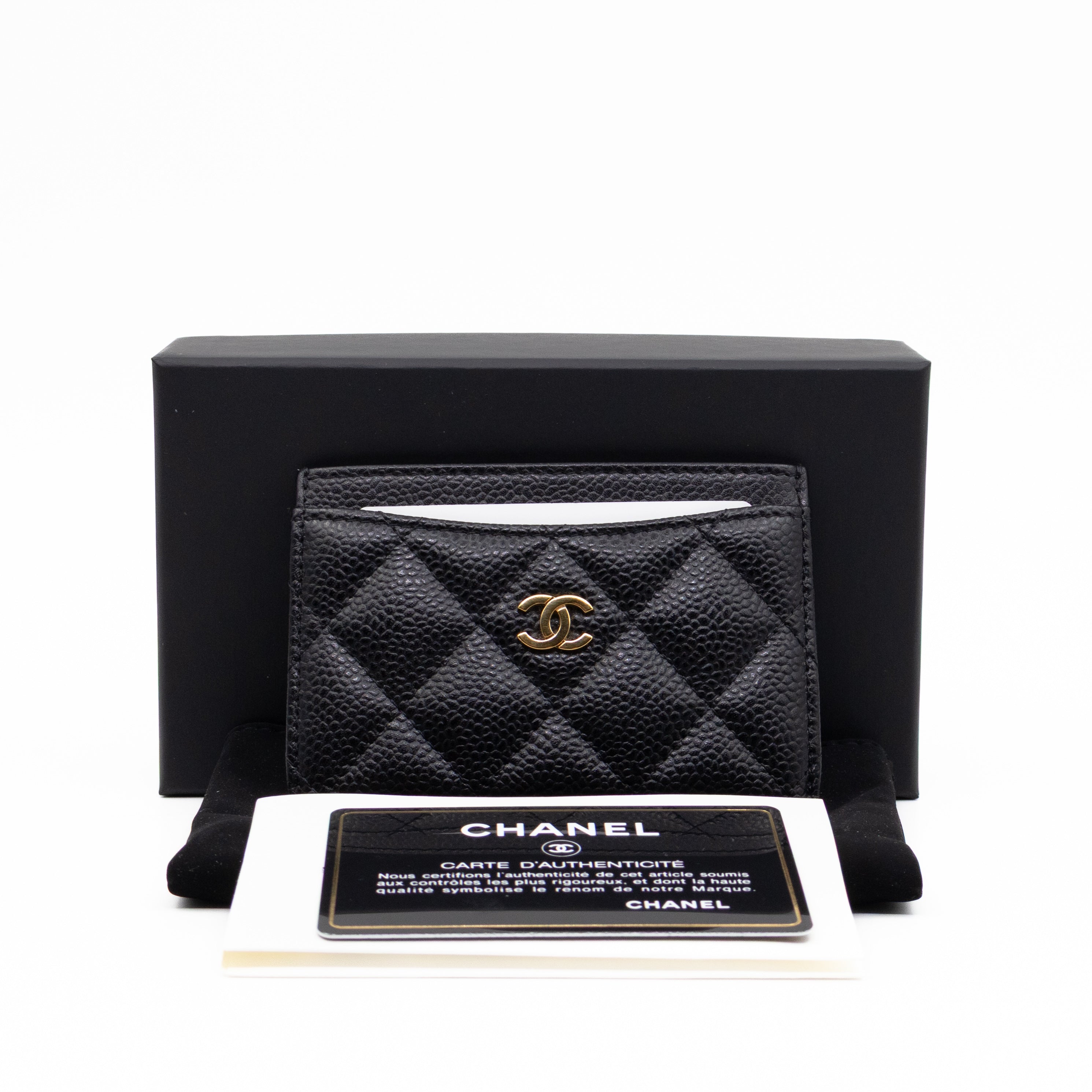 Classic Card Holder Black Caviar Gold