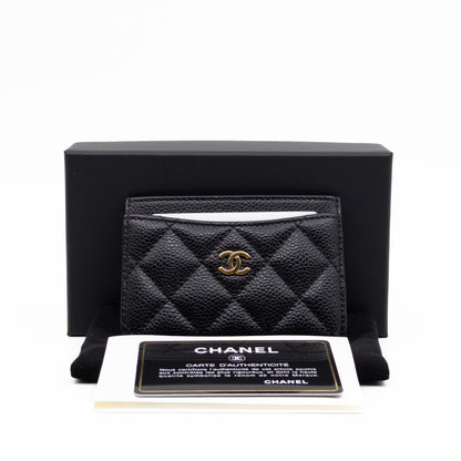 Classic Card Holder Black Caviar Gold