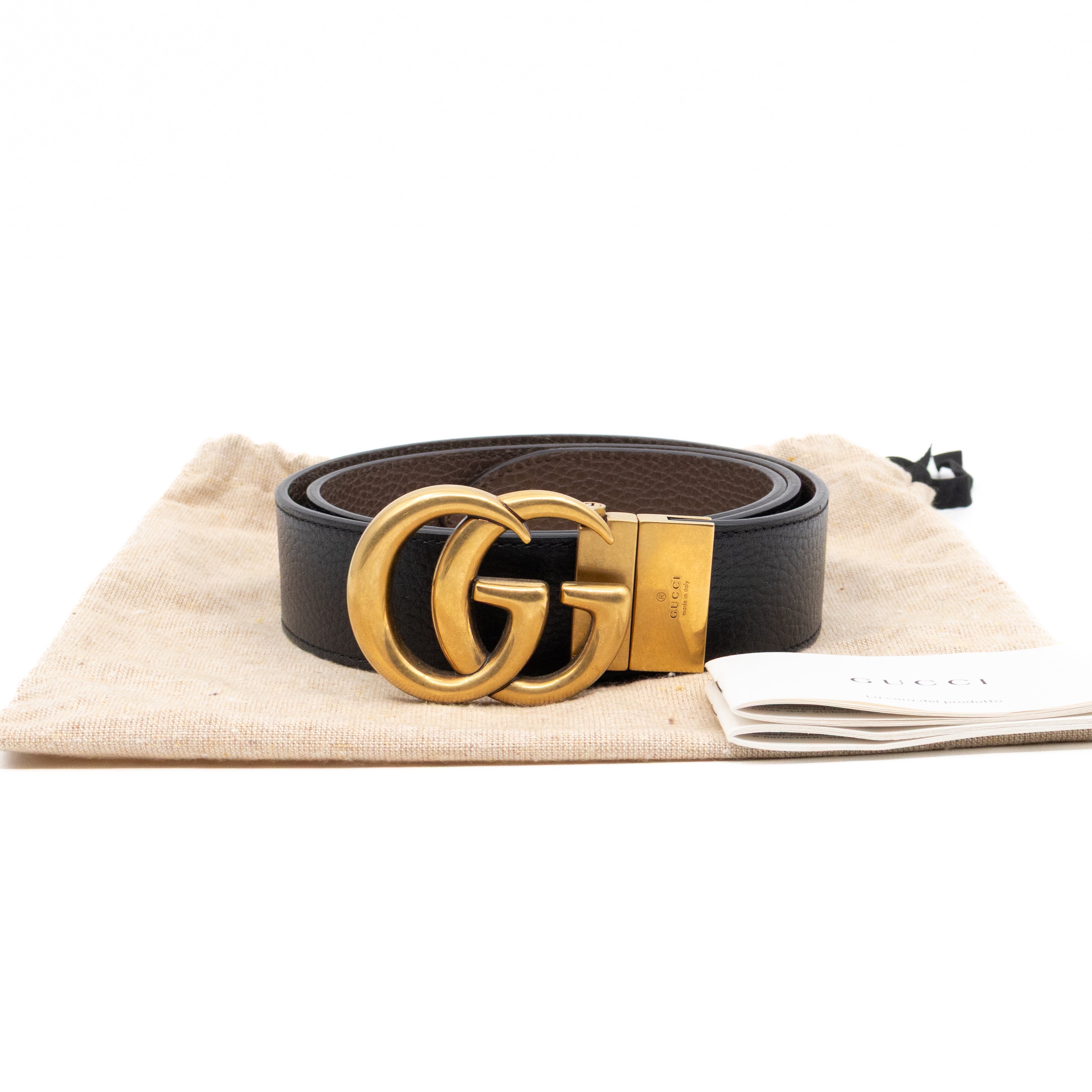 GG Marmont Reversible Black Brown Leather Belt 95/38