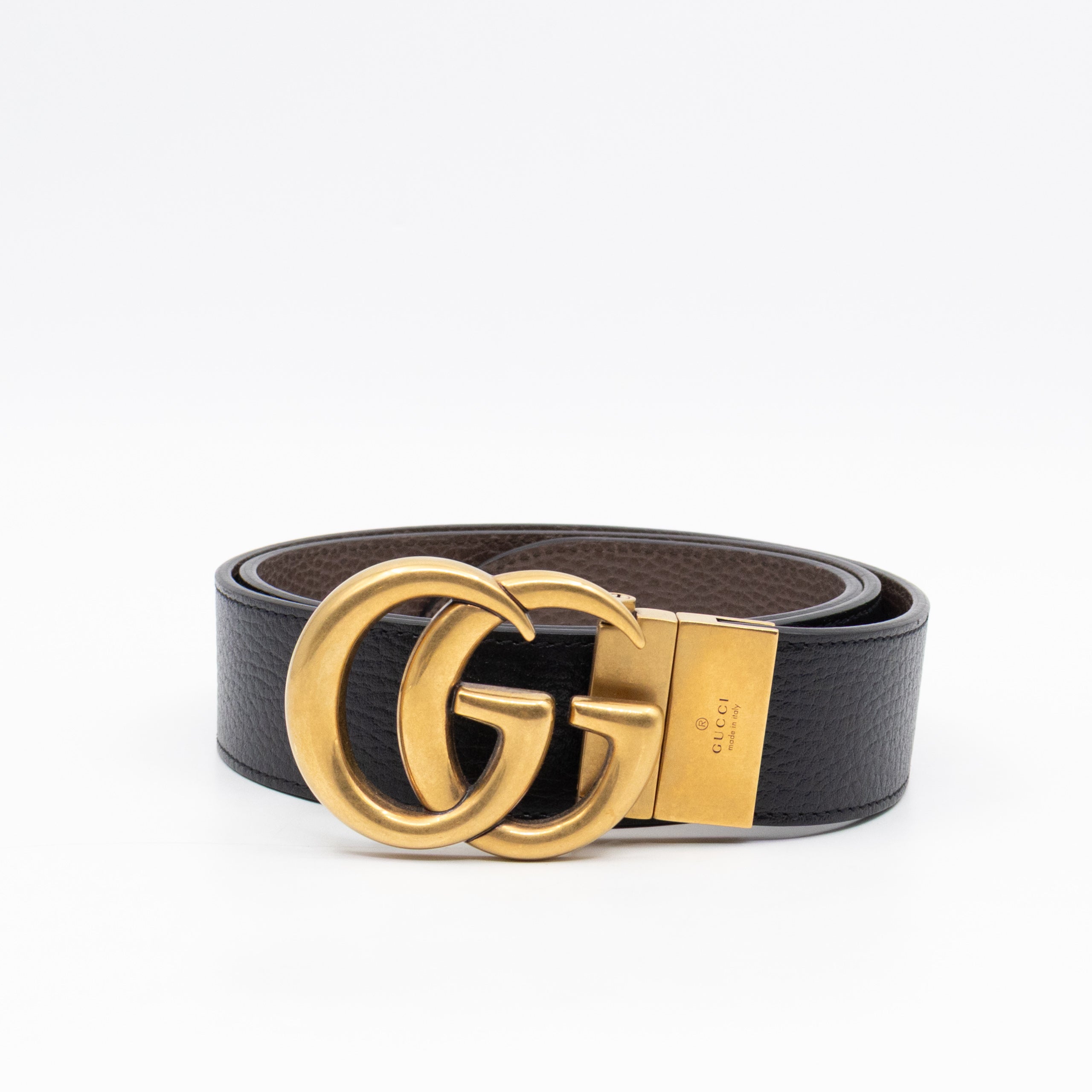 GG Marmont Reversible Black Brown Leather Belt 95/38