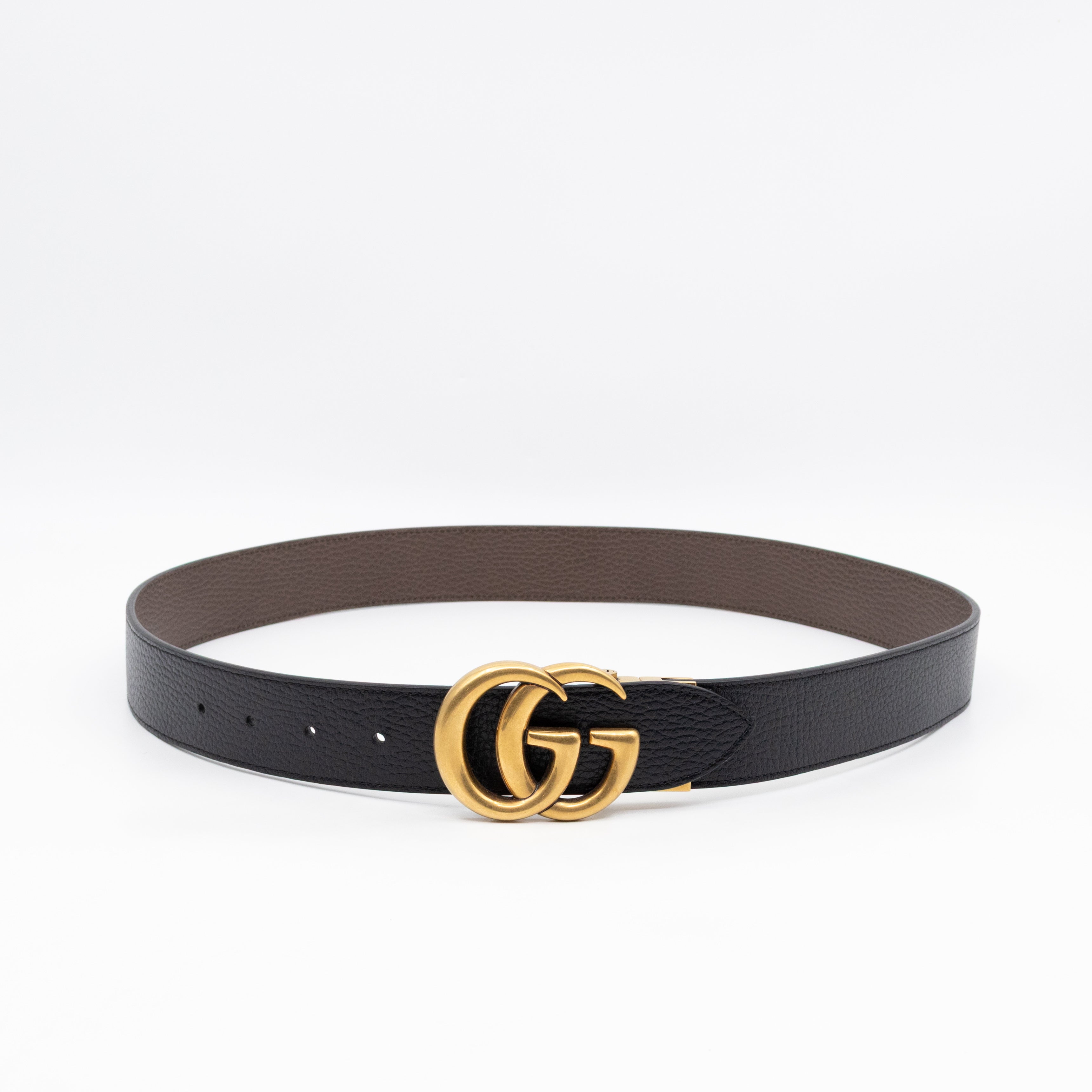 GG Marmont Reversible Black Brown Leather Belt 95/38