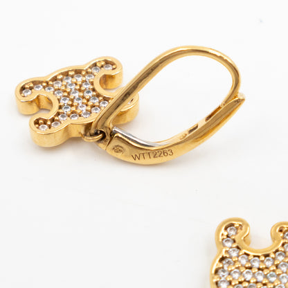 Triomphe Rhinestone Earrings Gold