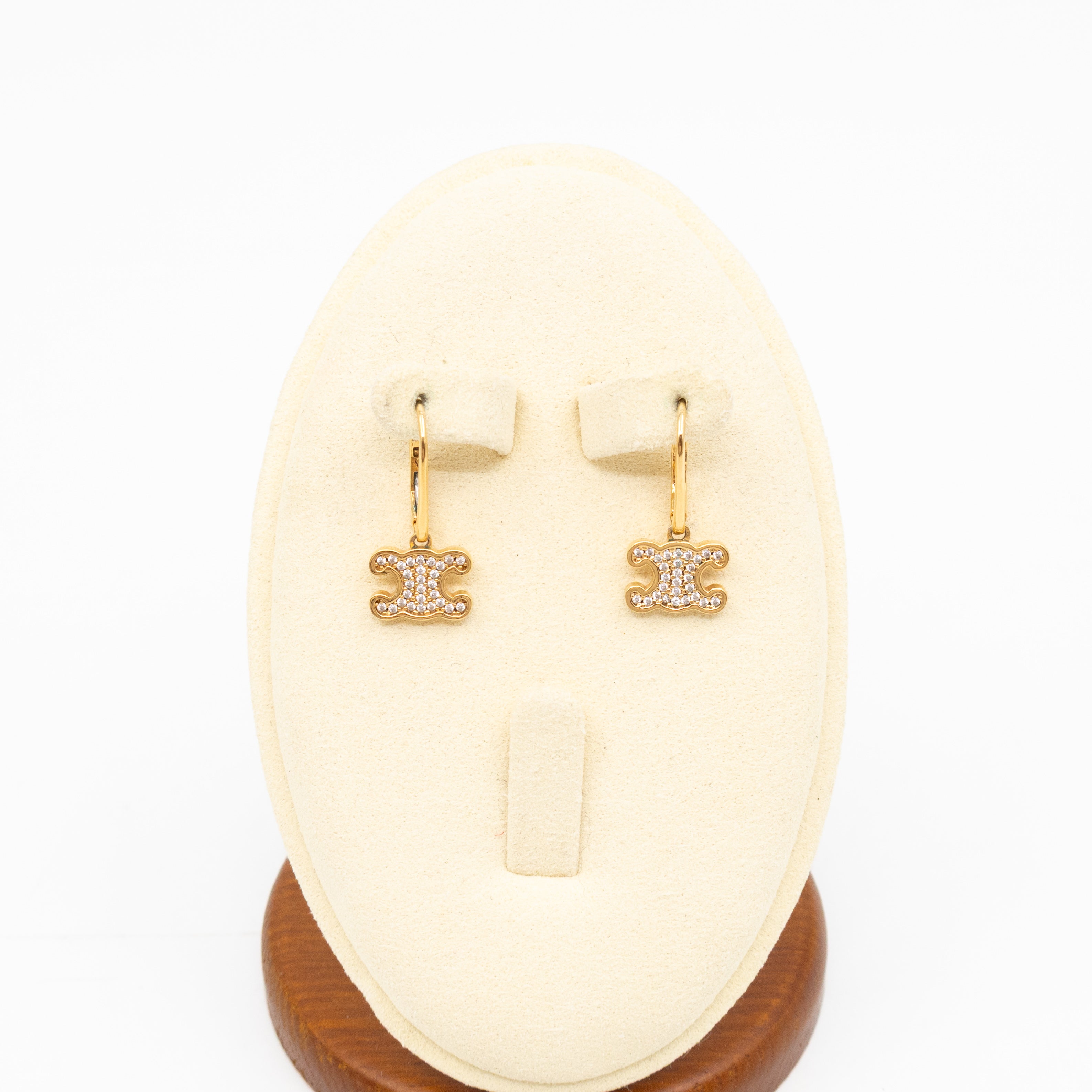 Triomphe Rhinestone Earrings Gold