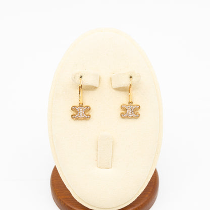 Triomphe Rhinestone Earrings Gold